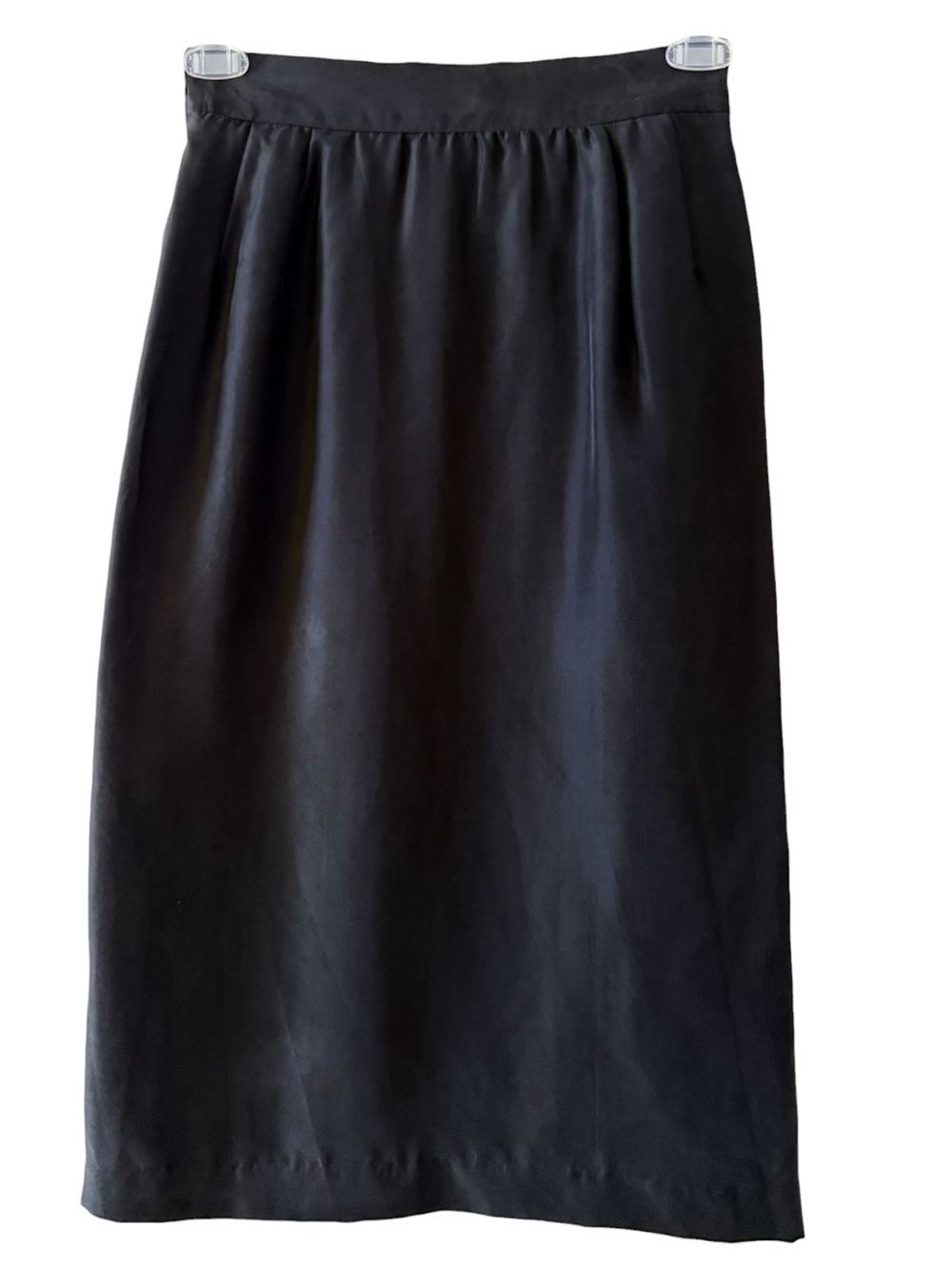 100% Silk Classic Pencil Skirt Neutral Black Size 8